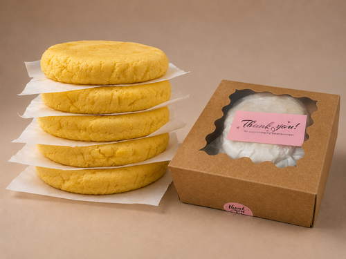 Uncooked and freshly shaped Chocolo Arepa: Perfect to enjoy with cheese, butter, eggs, avocado, meats, or any topping you love